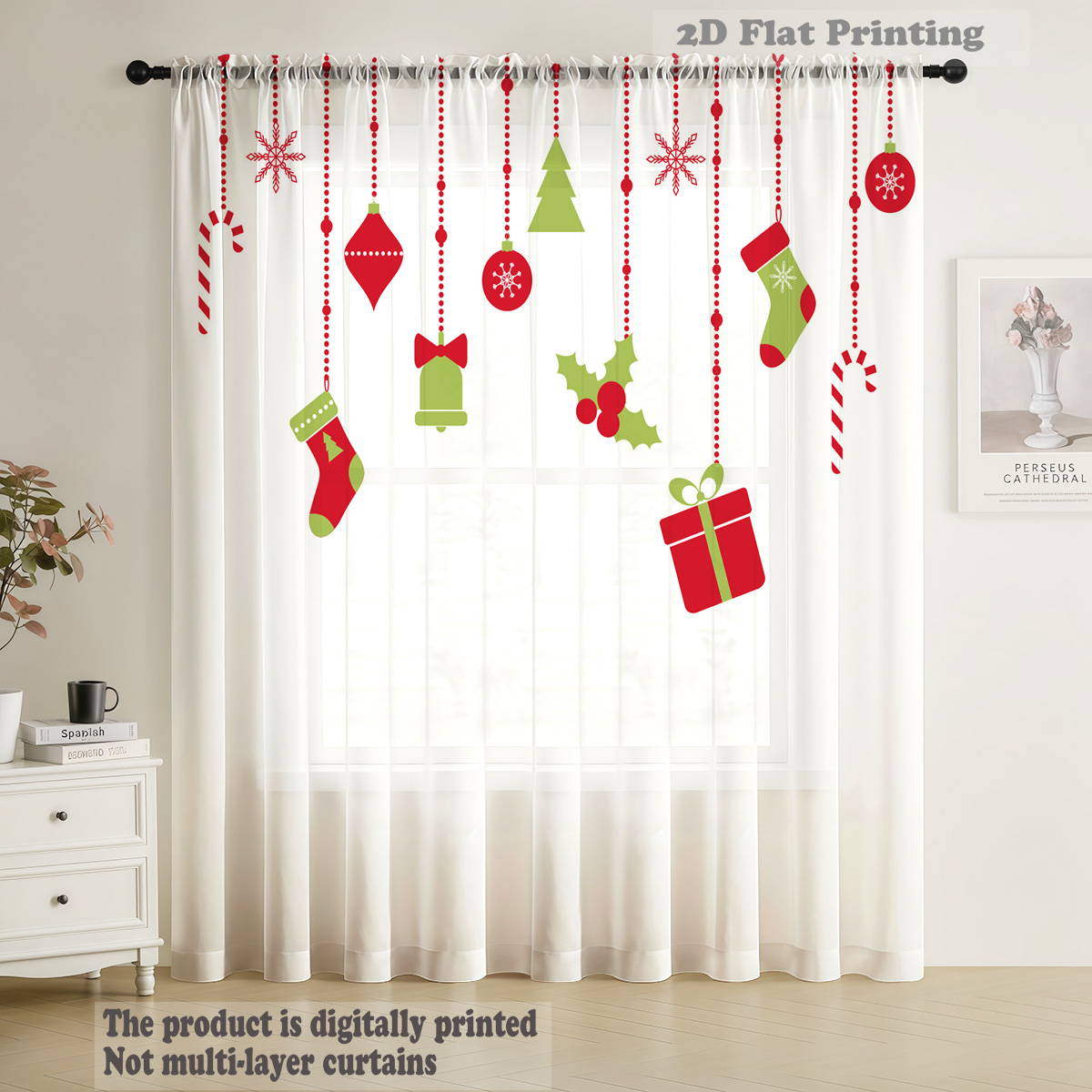 Christmas Sheer Voile Window C - đánh giá và giá Home Office Layout